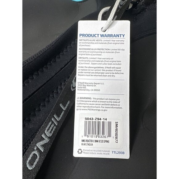 ONeill Reactor 2mm Short Sleeve Women Wetsuit Sz 14 Black Blue Neoprene Stretch - Picture 7 of 10